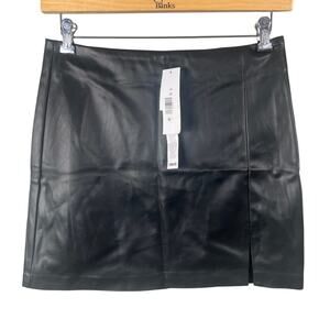 NWT Topshop Faux Leather Black Women's Mini Skirt With Slit US 8